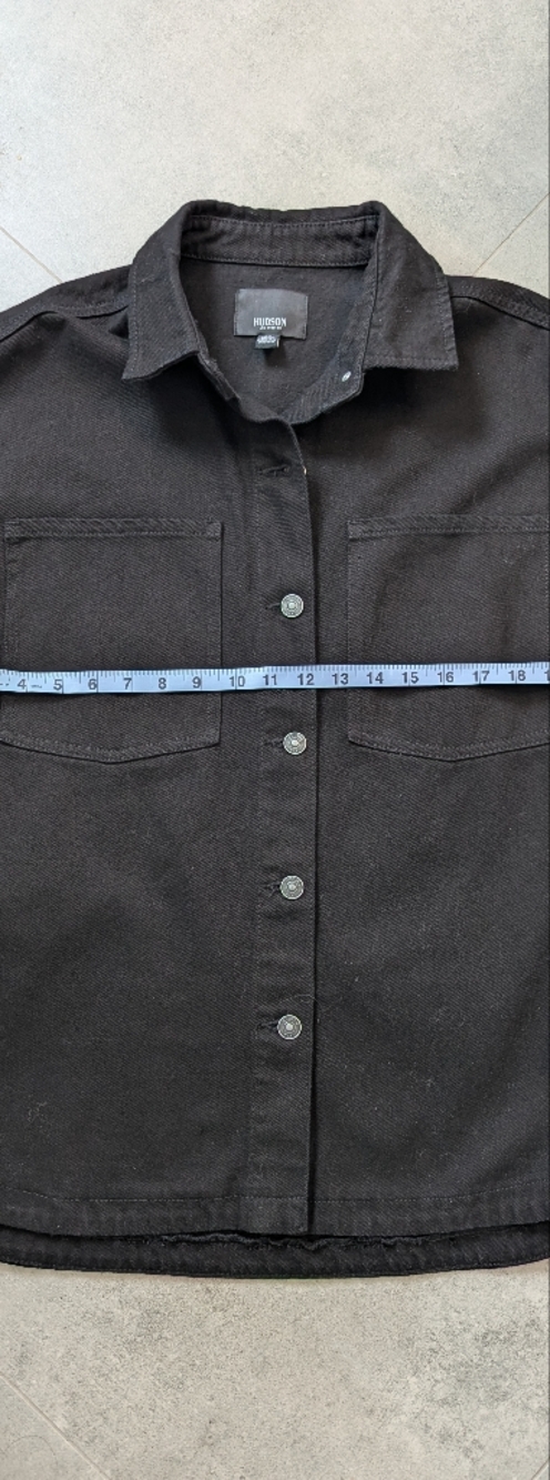 Hudson Jeans Women Oversized Denim Shacket Washed Black Cotton Shirt Jacket S - Picture 8 of 9